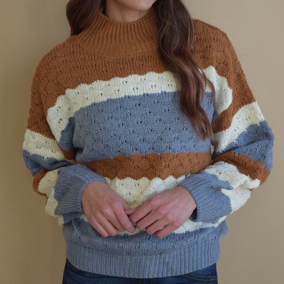 Cable knit stripe sweater NWT - Picture 1 of 5